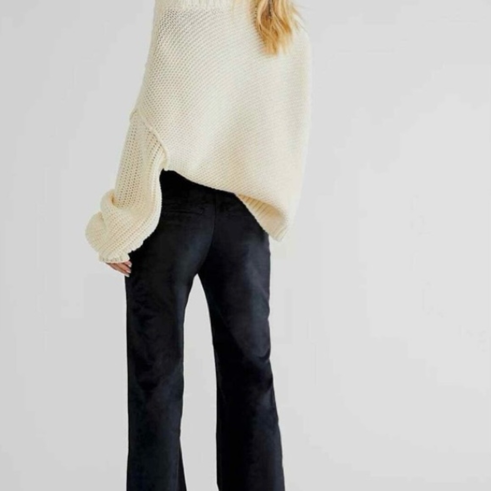 Free People Walk With You Velvet Trousers Black NWOT Size - 4 - Picture 4 of 6